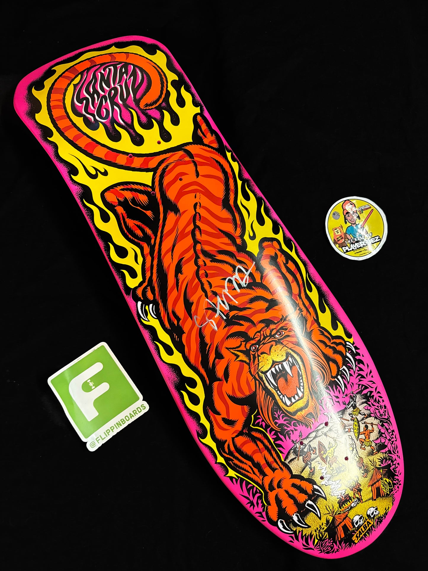 Signed Steve Alba SALBA Autographed Skateboard Deck Santa Cruz Pink Tiger