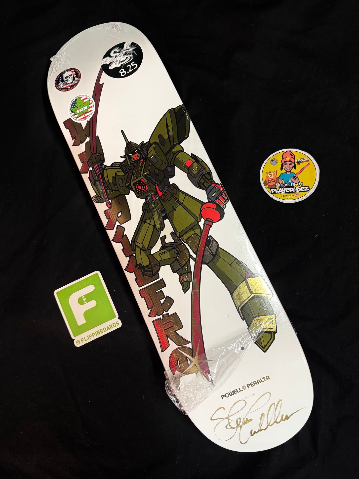 Steve Caballero Signed Gold Foil Gundam Wing Autographed Skateboard Deck Black Powell Peralta