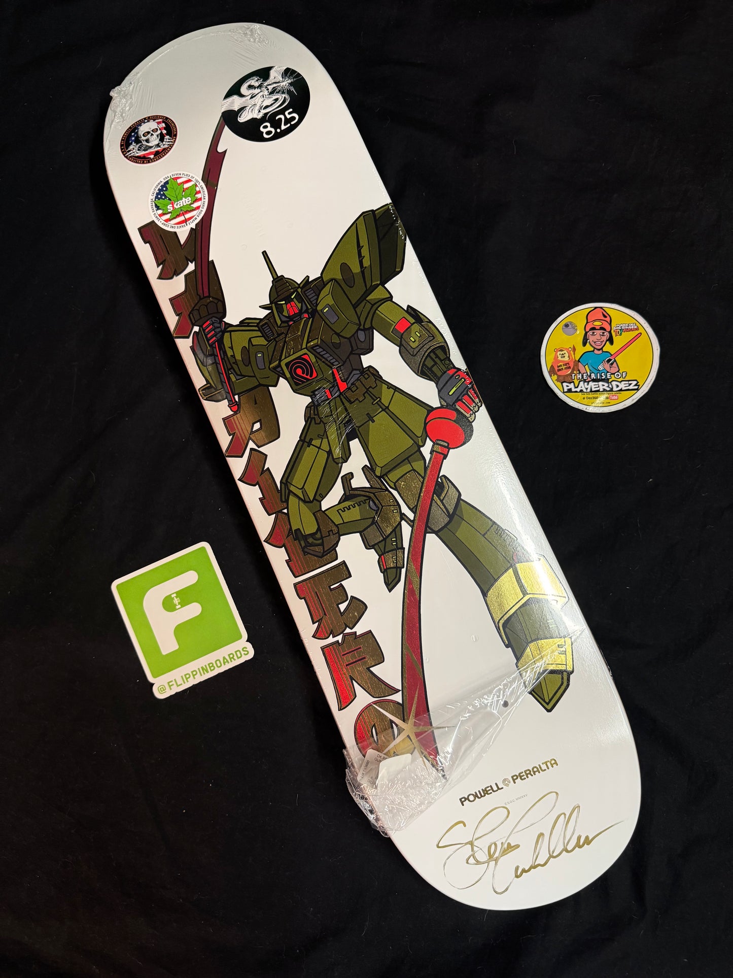 Steve Caballero Signed Gold Foil Gundam Wing Autographed Skateboard Deck Black Powell Peralta