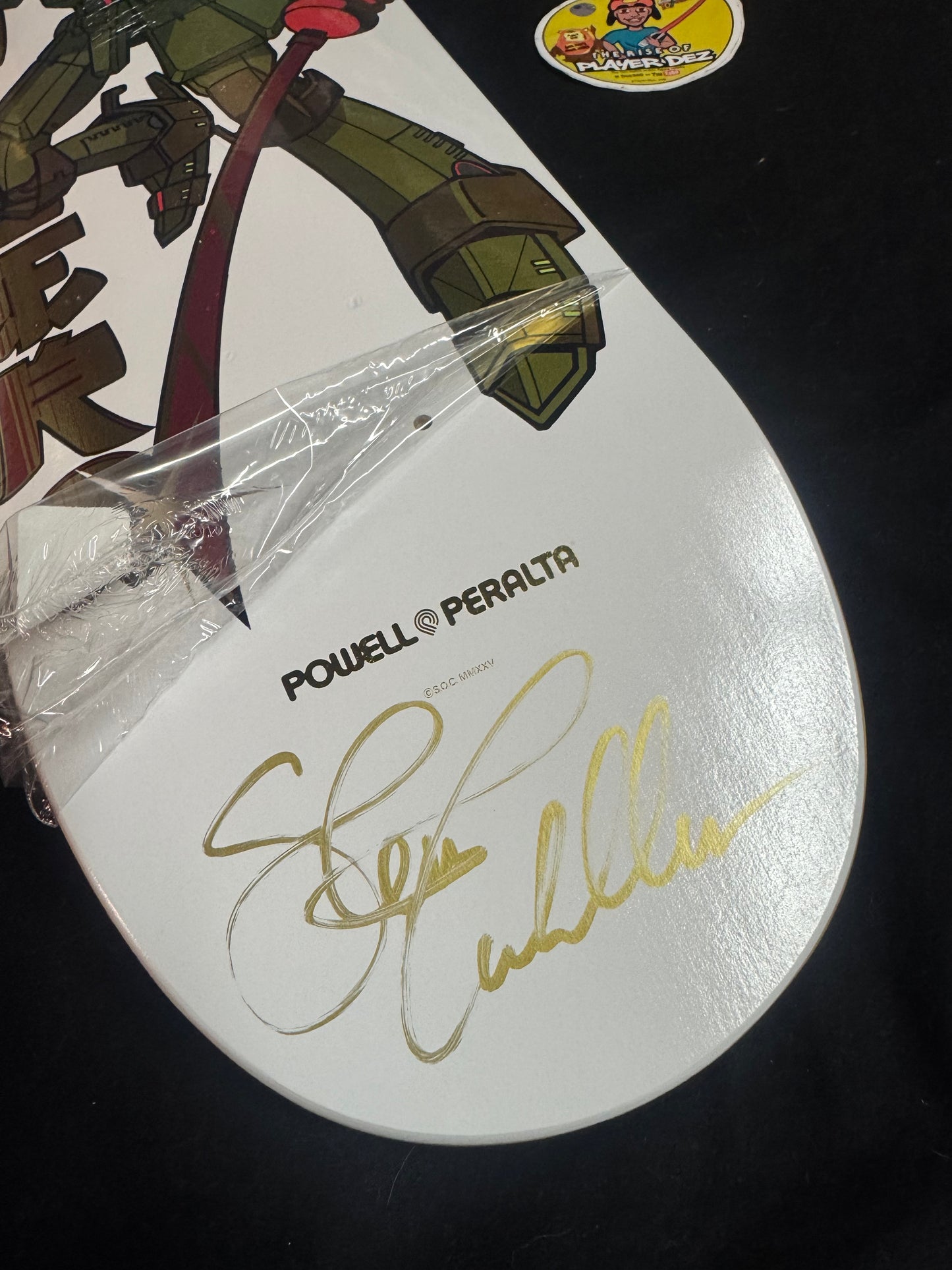 Steve Caballero Signed Gold Foil Gundam Wing Autographed Skateboard Deck Black Powell Peralta