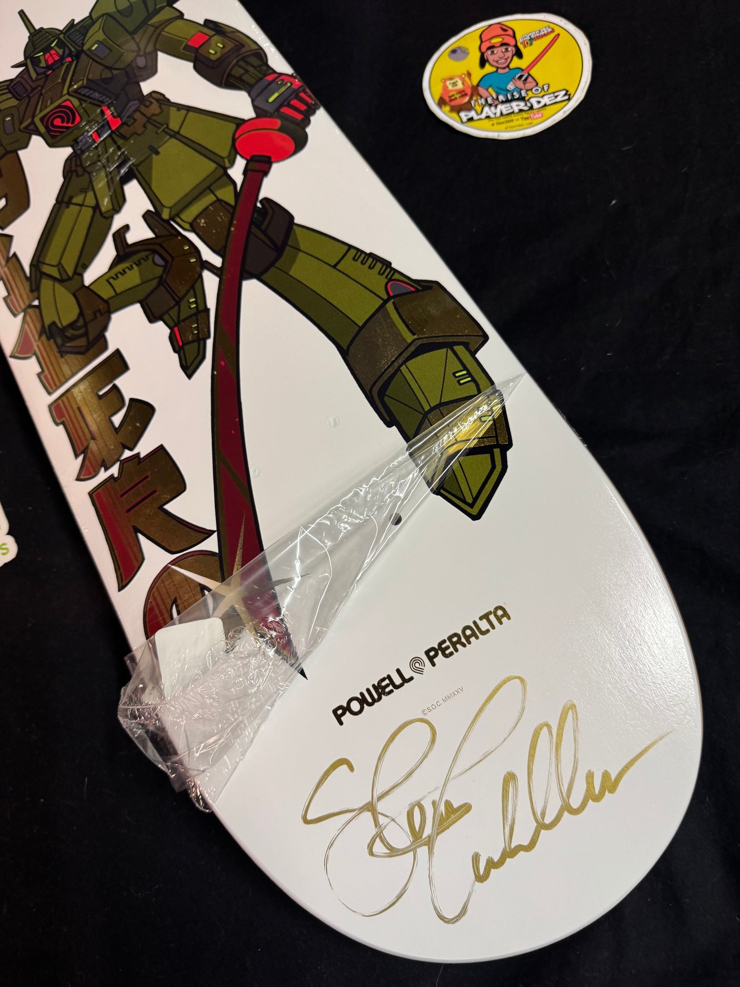Steve Caballero Signed Gold Foil Gundam Wing Autographed Skateboard Deck Black Powell Peralta