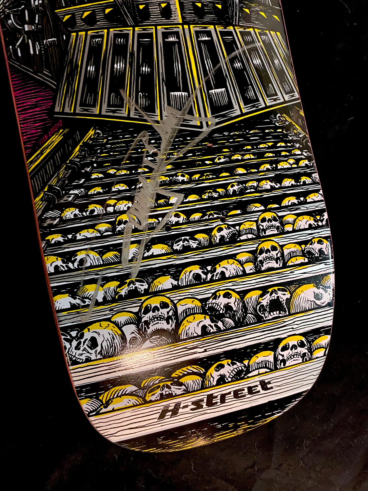 Signed Danny Way Pink H Street Skull Train Autographed Skateboard Deck