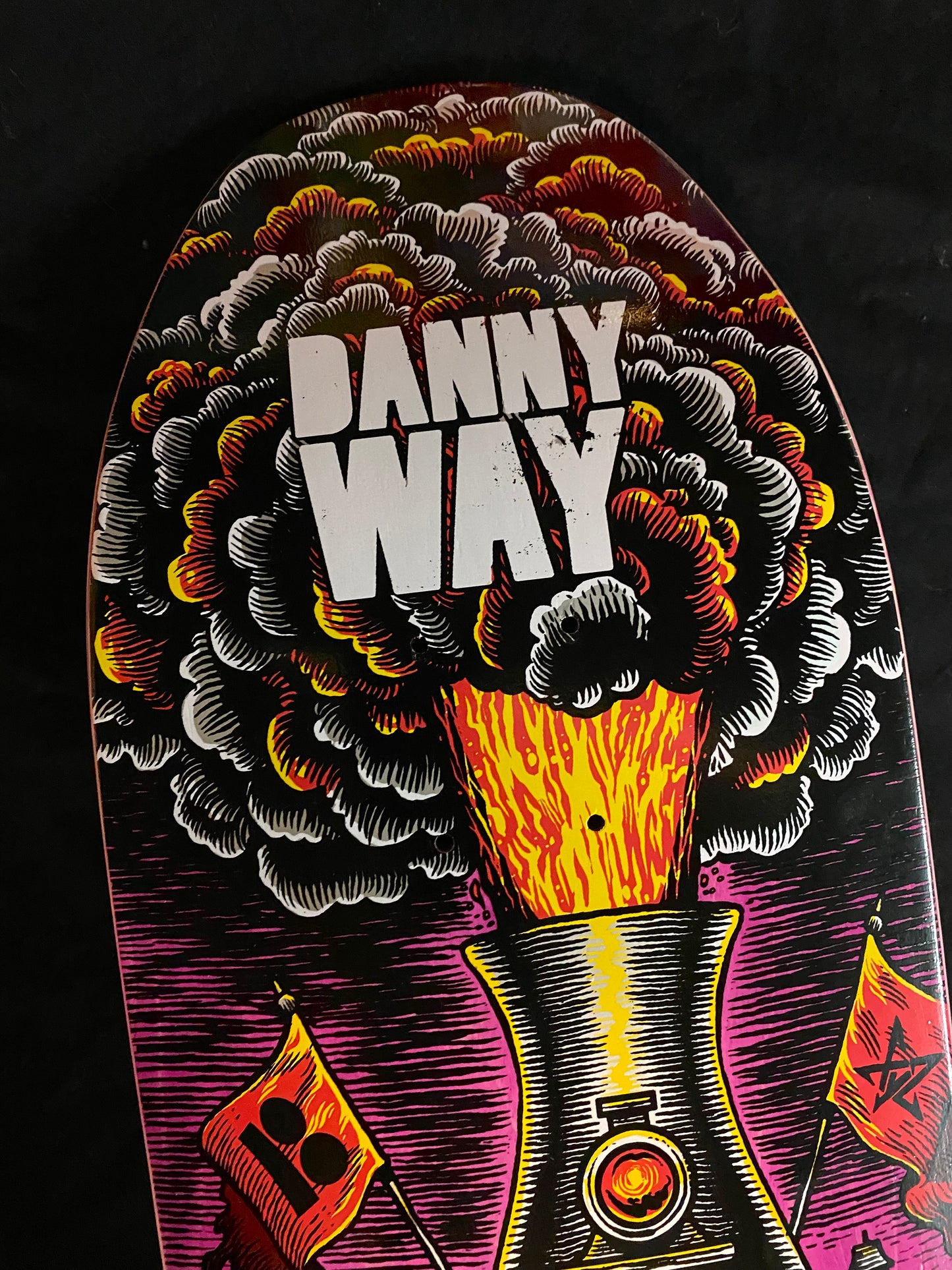 Signed Danny Way Pink H Street Skull Train Autographed Skateboard Deck