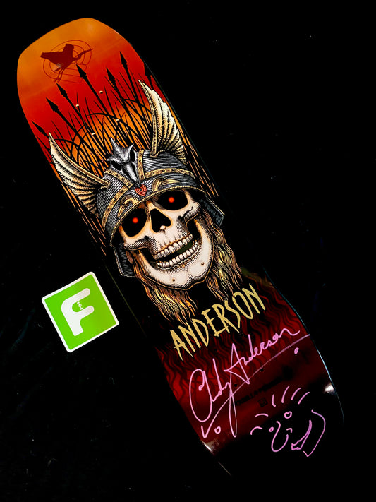 Signed Andy Anderson Heron Skull Rust Powell Peralta Autographed Skateboard Deck