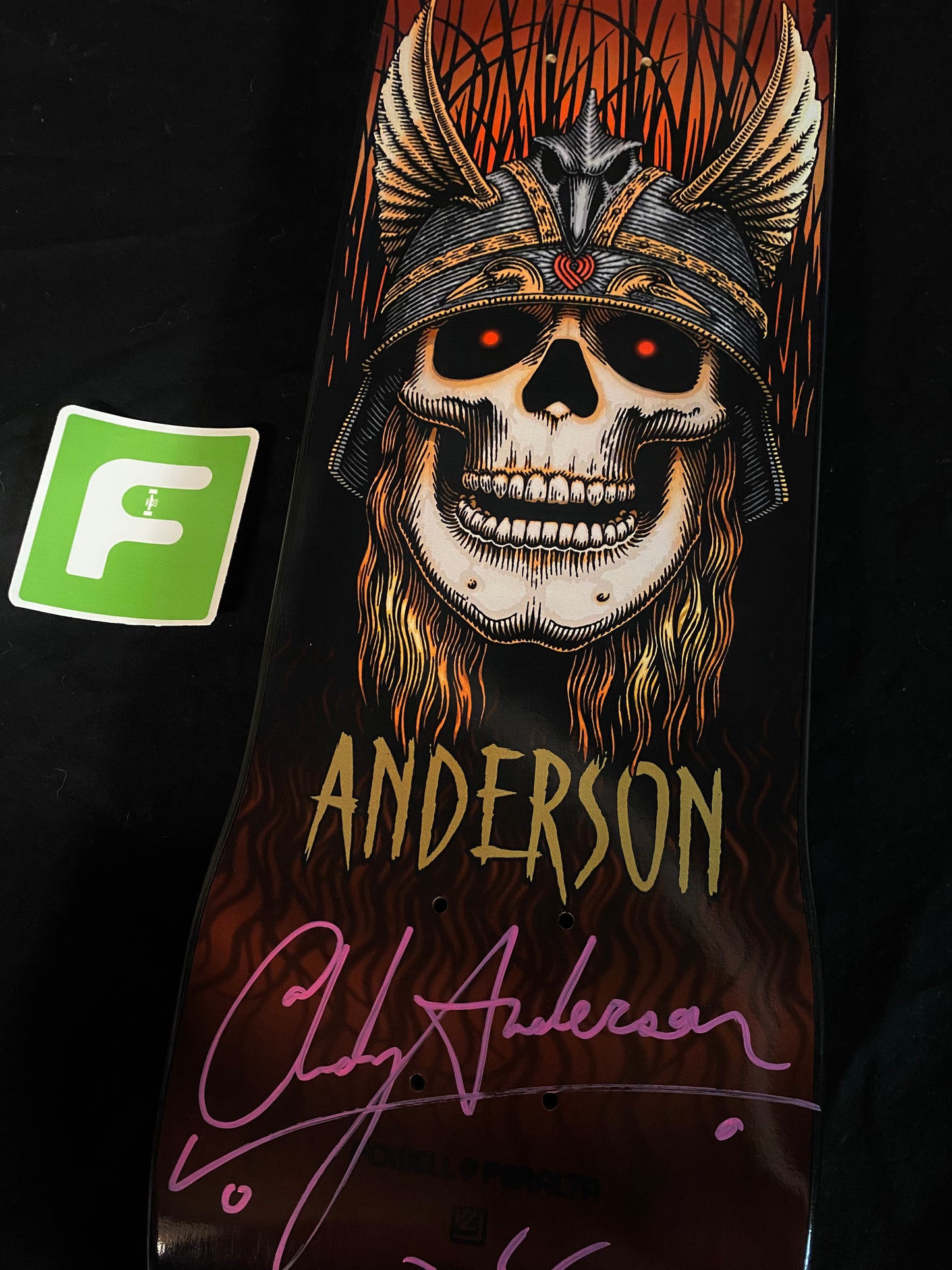 Signed Andy Anderson Heron Skull Rust Powell Peralta Autographed Skateboard Deck