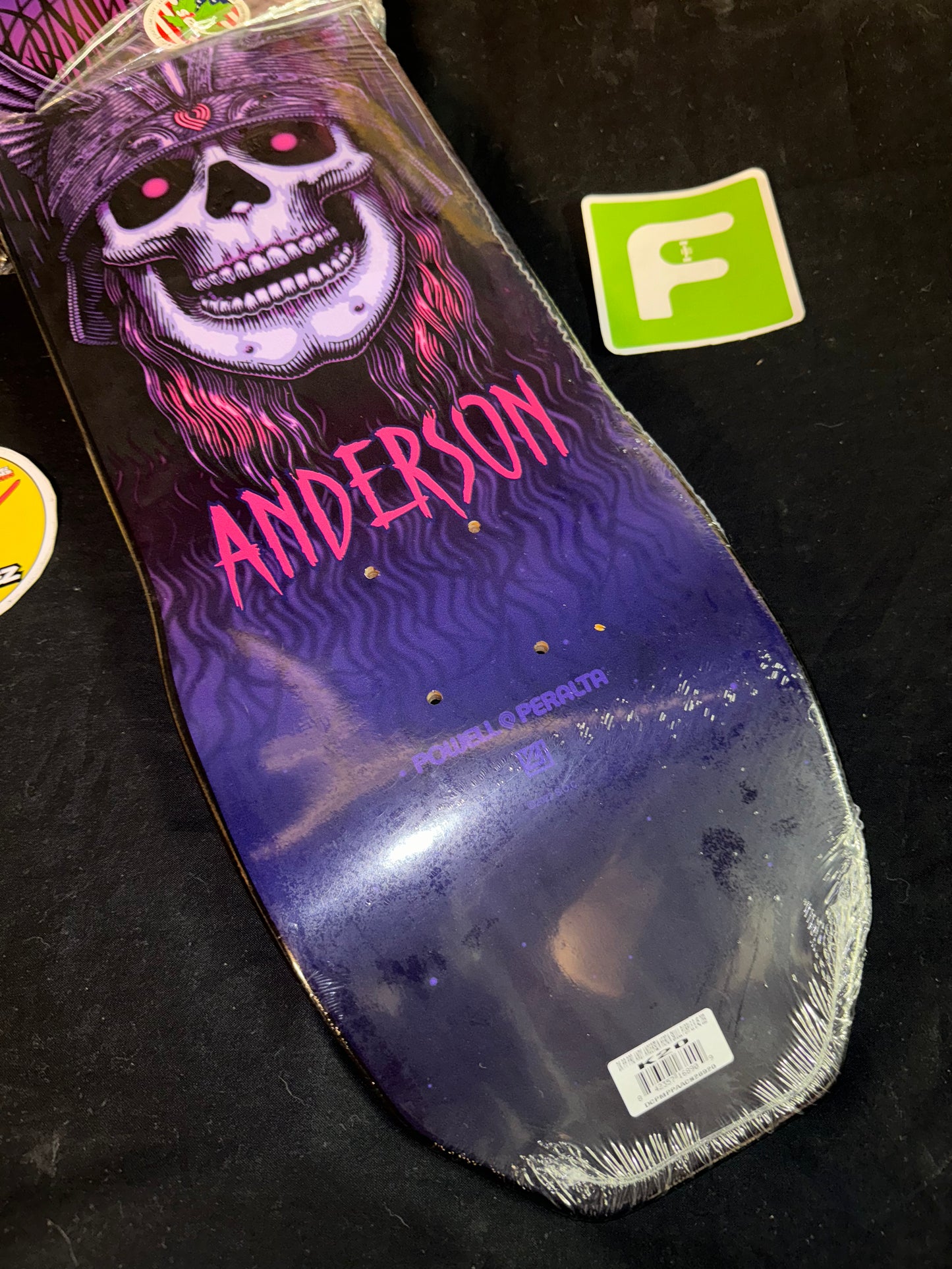 Autographed Andy Anderson Heron Purple Signed Skateboard Deck