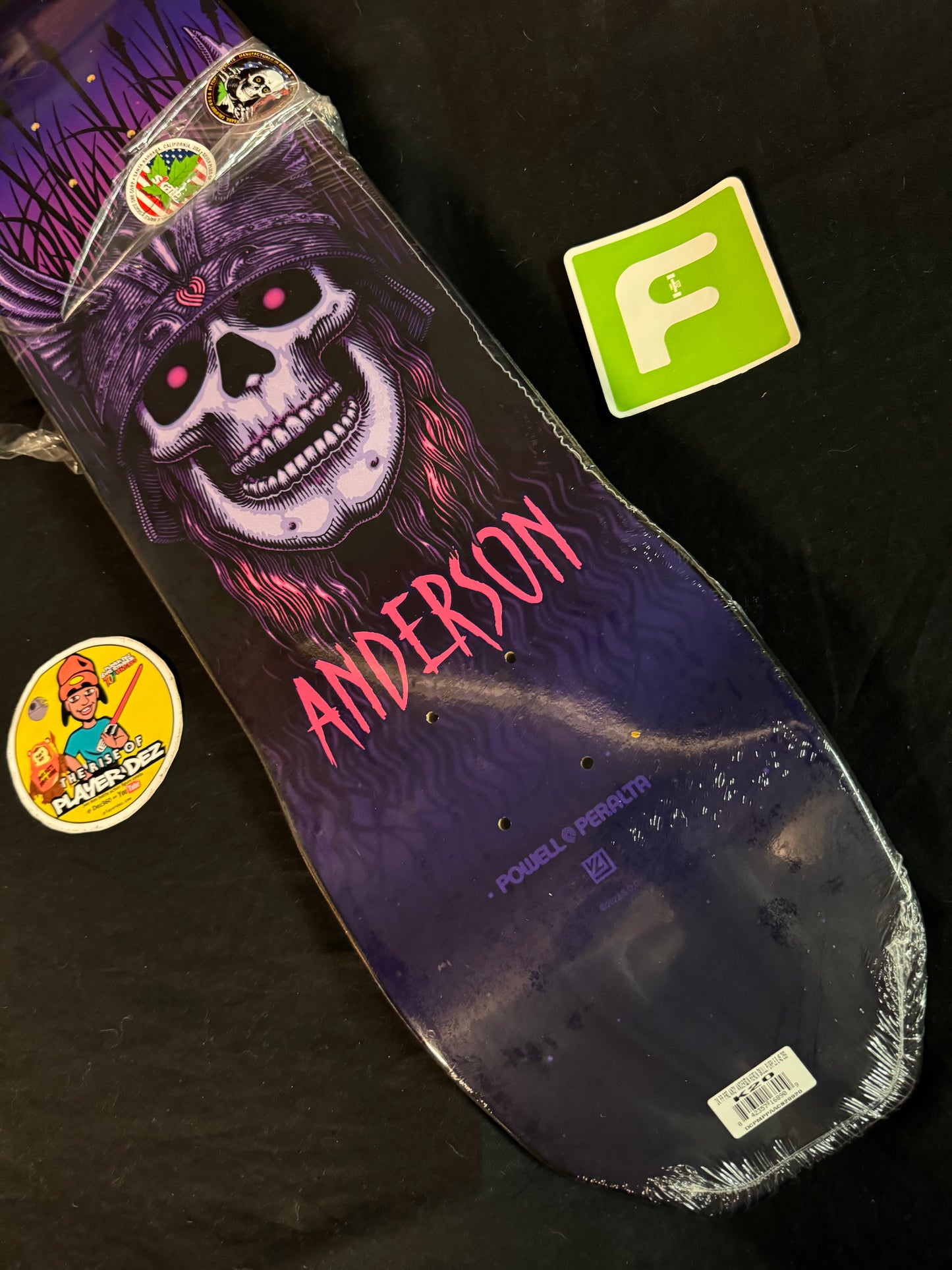 Autographed Andy Anderson Heron Purple Signed Skateboard Deck