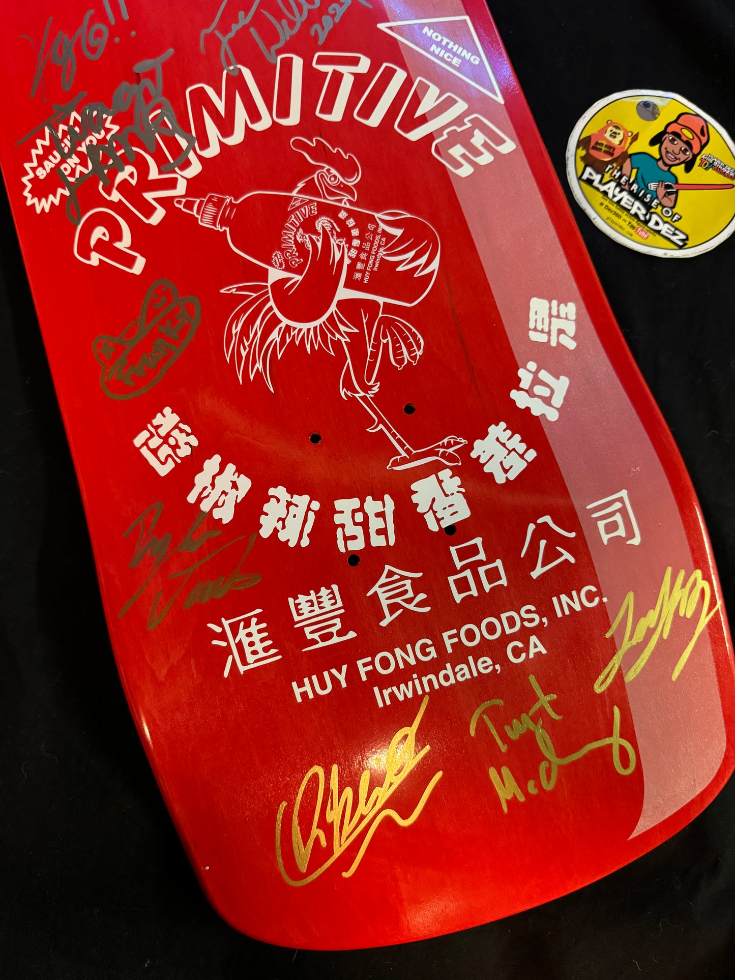 Primitive Team Signed Sriracha Paul Rodriguez Autographed Skateboard Deck Cruiser