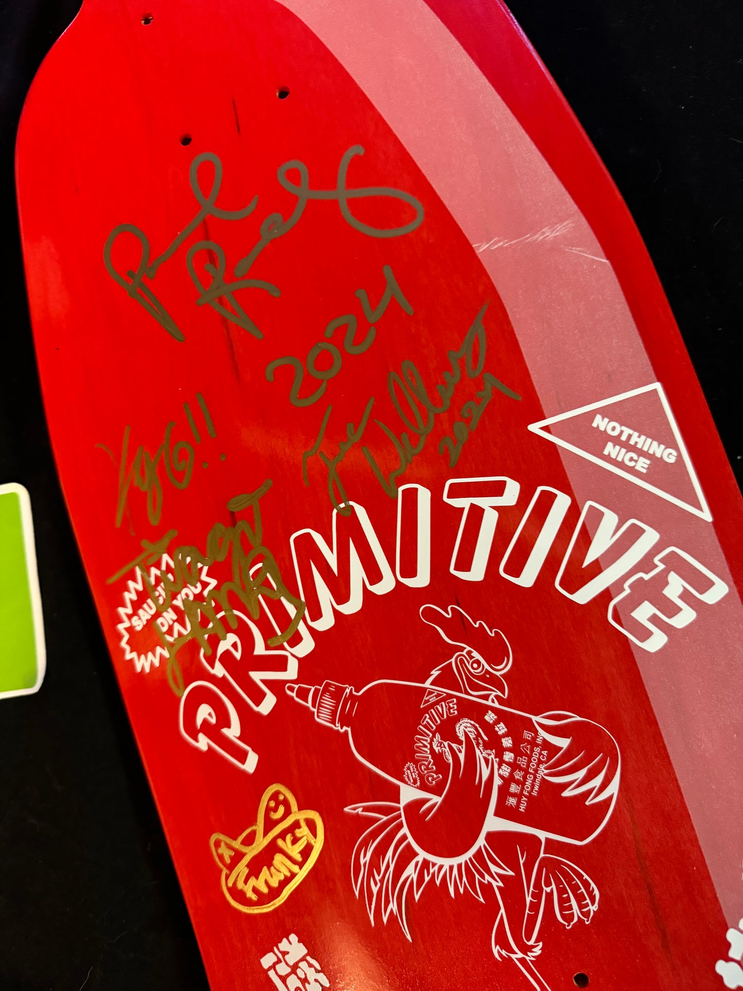 Primitive Team Signed Sriracha Paul Rodriguez Autographed Skateboard Deck Cruiser