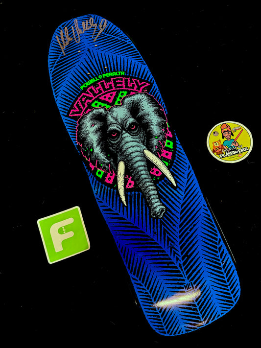 Signed Mike Vallely Autographed Skateboard Deck BlackLight Elephant Powell Peralta