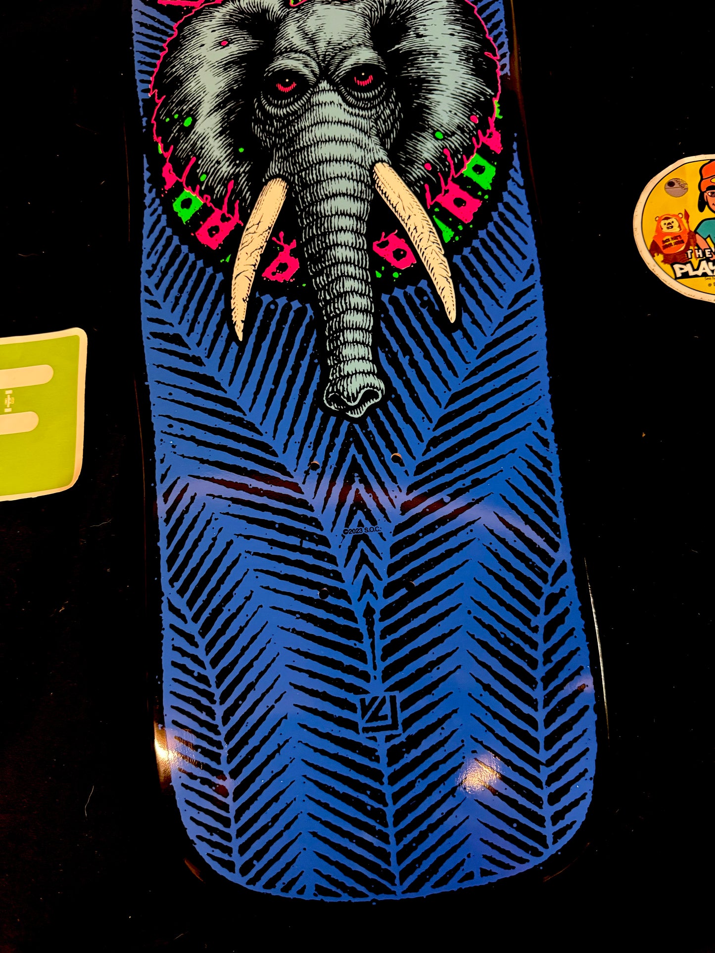 Signed Mike Vallely Autographed Skateboard Deck BlackLight Elephant Powell Peralta