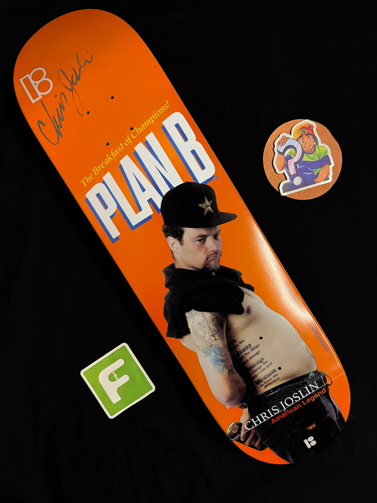 Signed Chris Joslin Olympic Wheaties Plan B Autographed Skateboard Deck