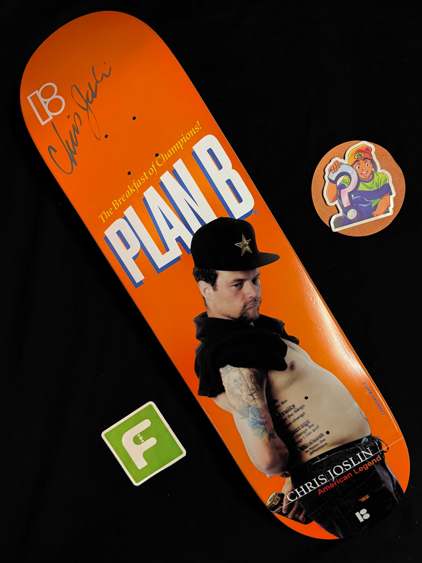 Signed Chris Joslin Olympic Wheaties Plan B Autographed Skateboard Deck