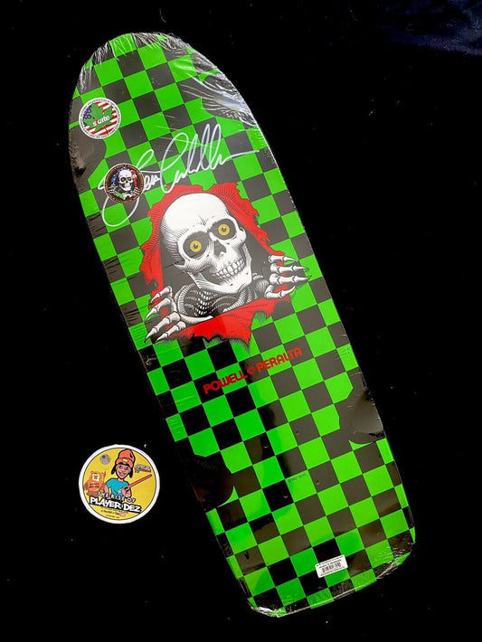 Signed Steve Caballero Ripper Autographed Skateboard Deck Black Green Shaped Powell Peralta