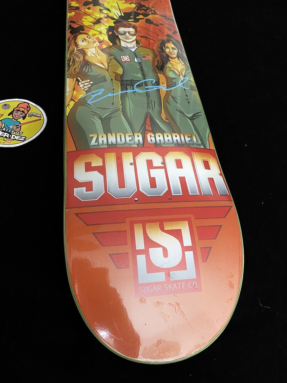 Signed Zander Gabriel Top Gun Sugar Autographed Skateboard Deck 8.125”