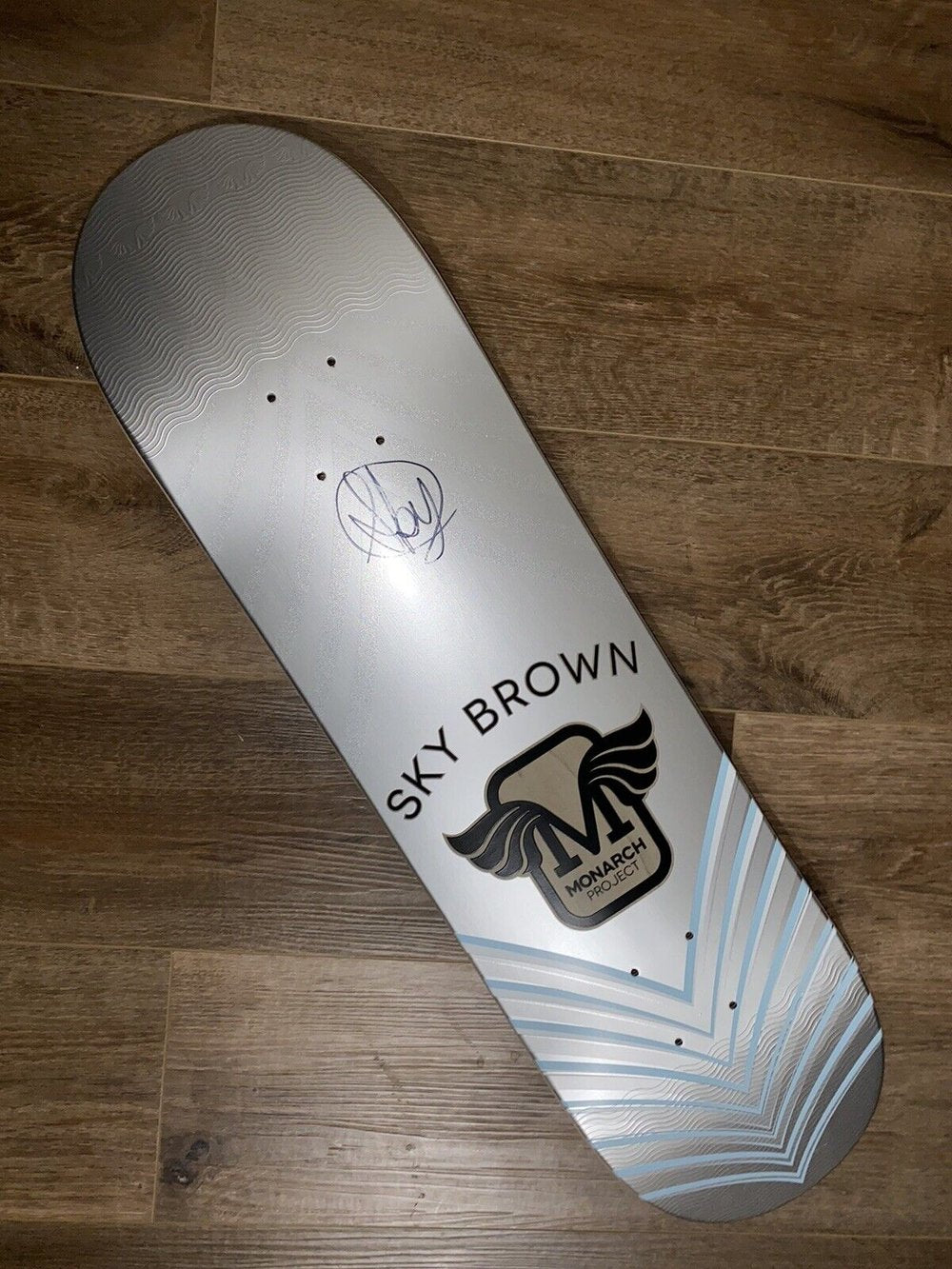 Signed Sky Brown Blue Autographed Skateboard Deck Monarch Project 8.25”