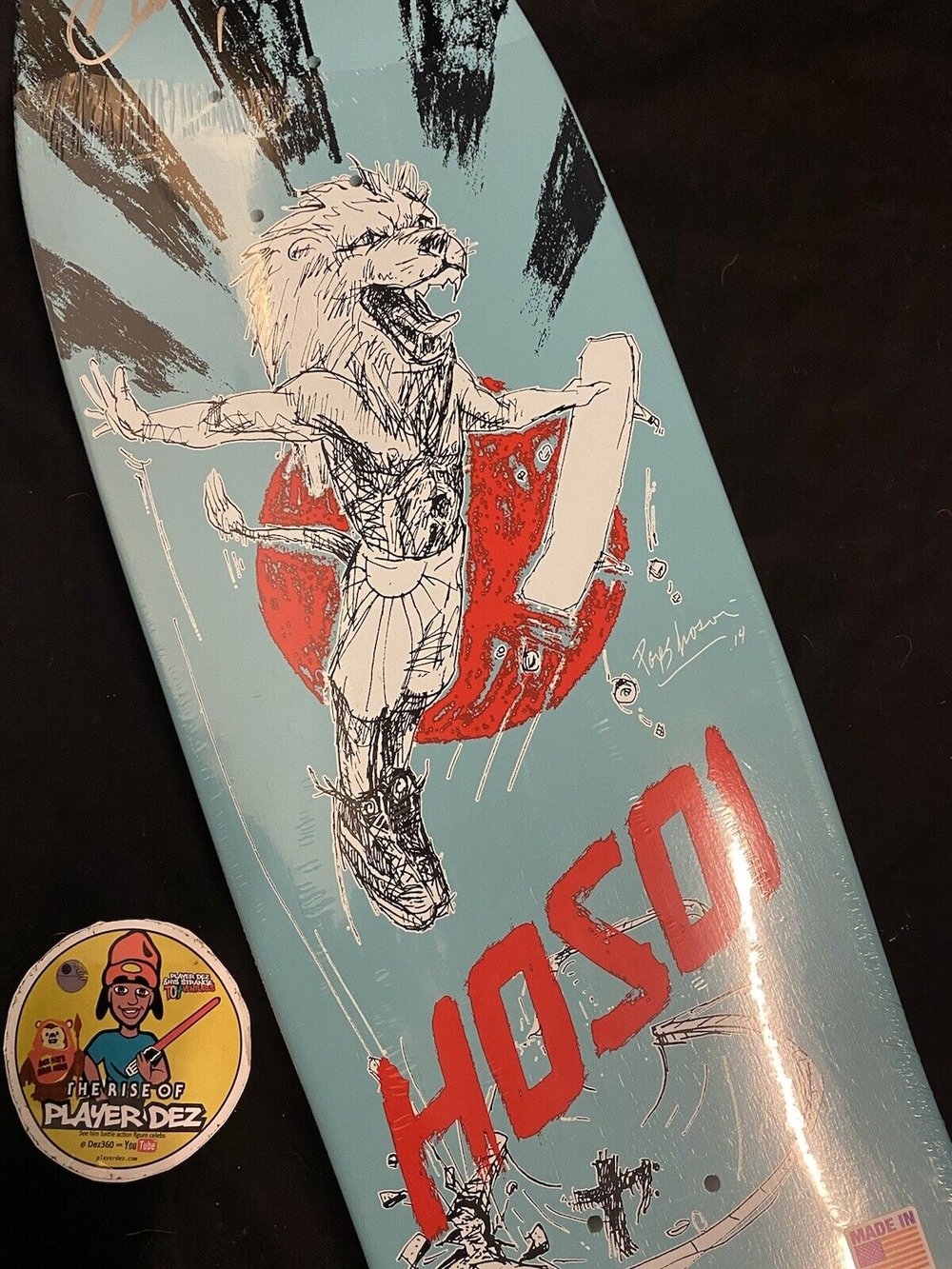 Signed Christian Hosoi Pops Lion Christ Air Autographed Skateboard Deck Turquoise