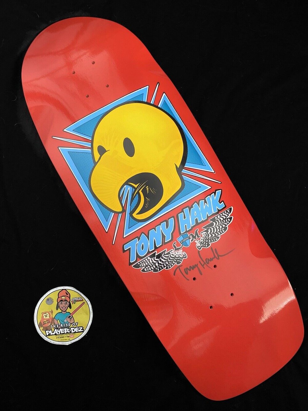 Signed Tony Hawk Dough Bird Lance Mountain Autographed Skateboard Deck RED Large