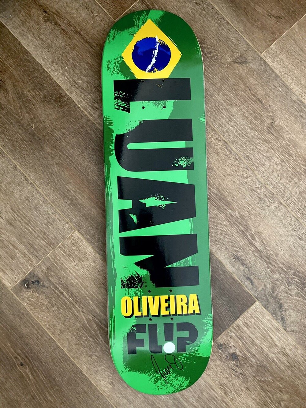 Signed Luan Oliveira Flip Autographed Skateboard Deck Oliviera Brazil Flag