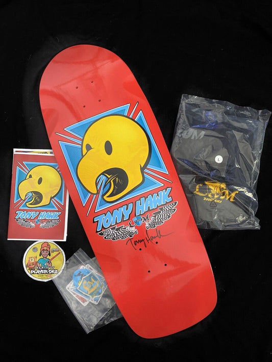 Signed Tony Hawk Dough Bird Lance Mountain Autographed Skateboard Deck RED Large