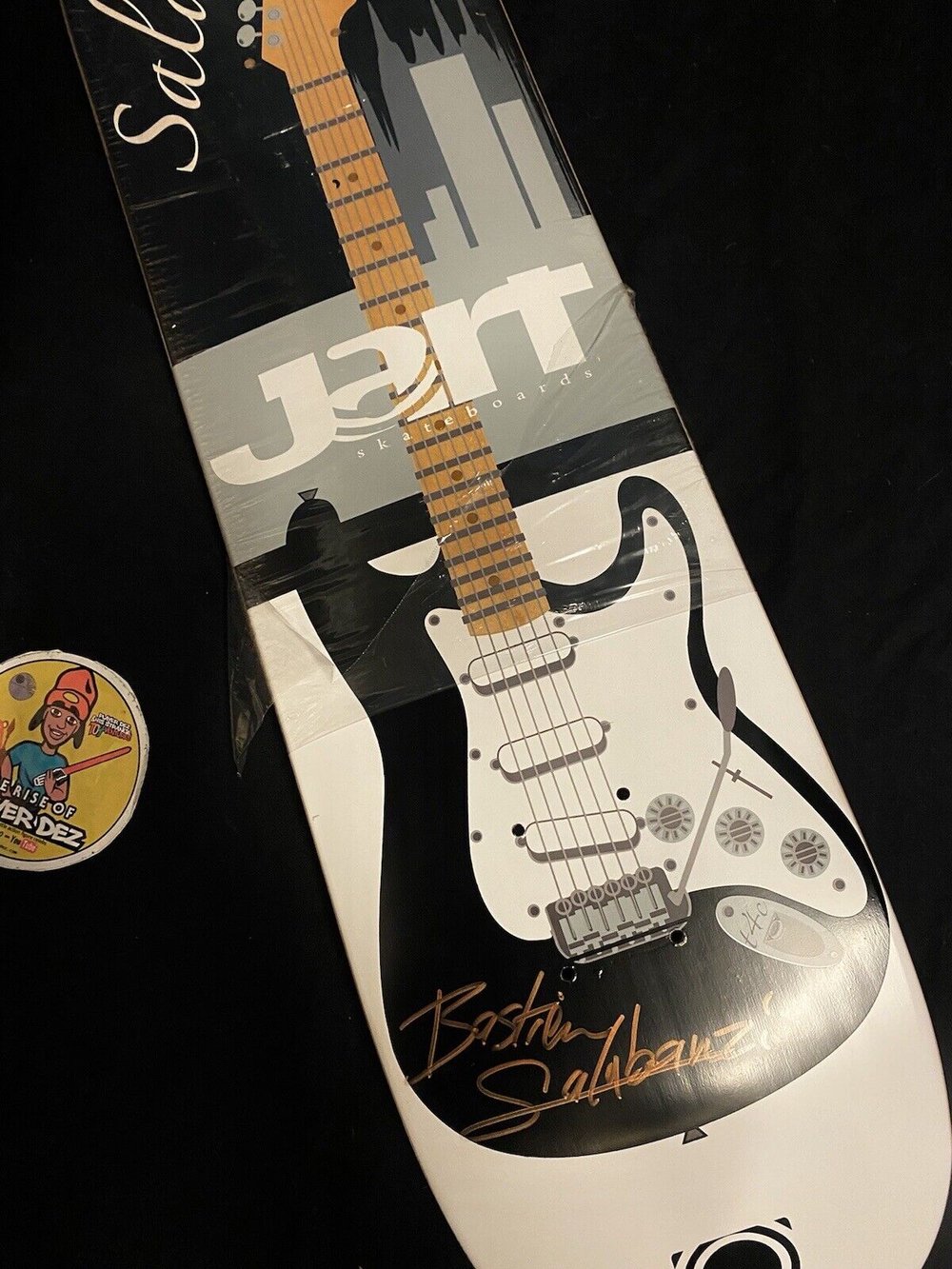 Signed Bastien Salabanzi Fender Guitar Jart Autographed Skateboard Deck