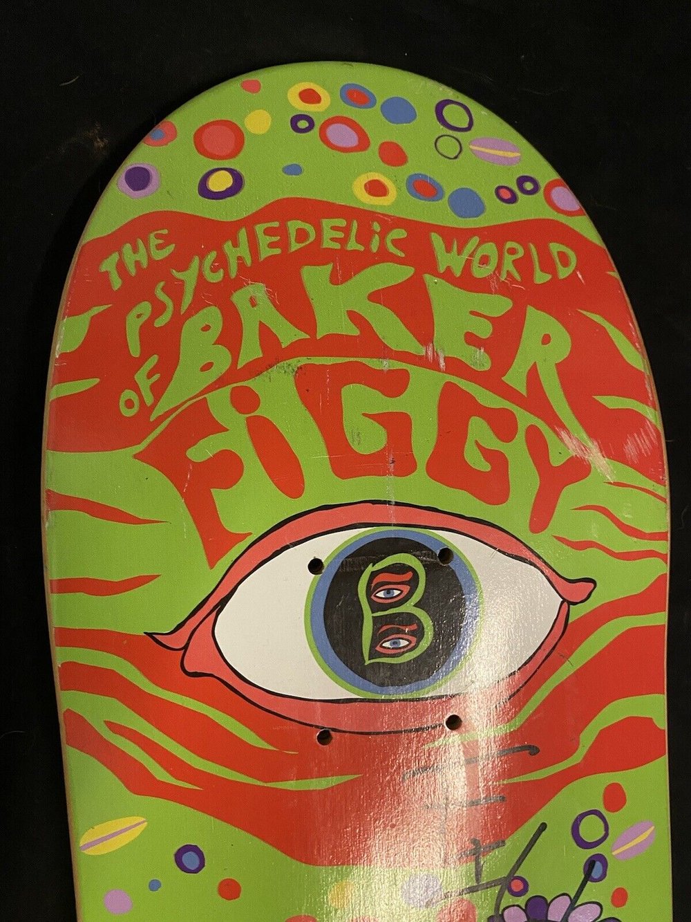 Signed Justin FIGGY Figueroa Autographed Skateboard Deck Baker Psychedelic