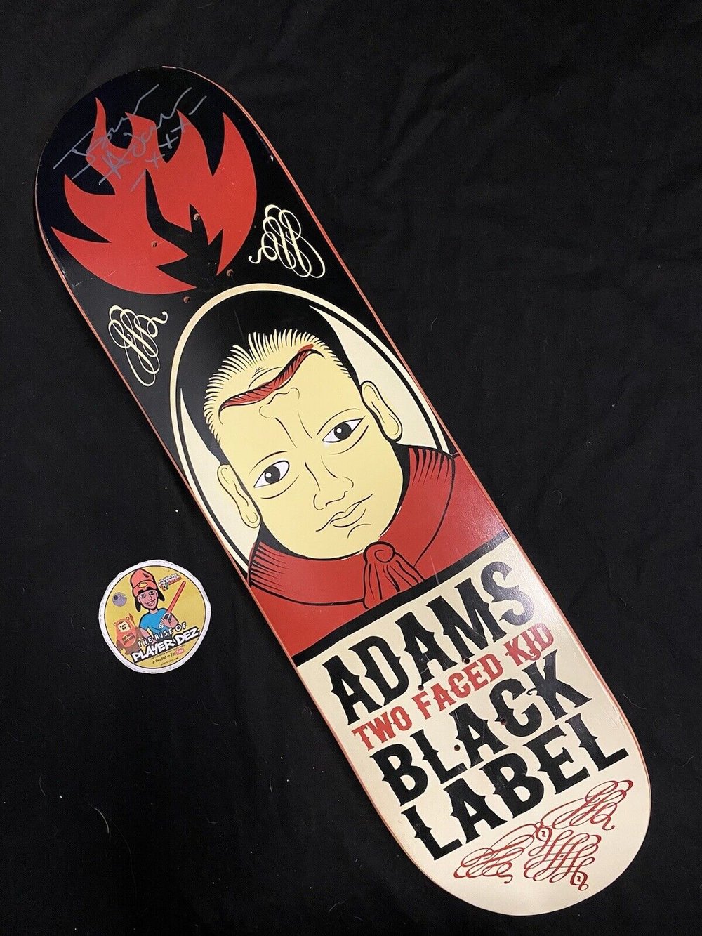 Signed Jason Adams Two Faced Kid Black Label Autographed Skateboard Deck