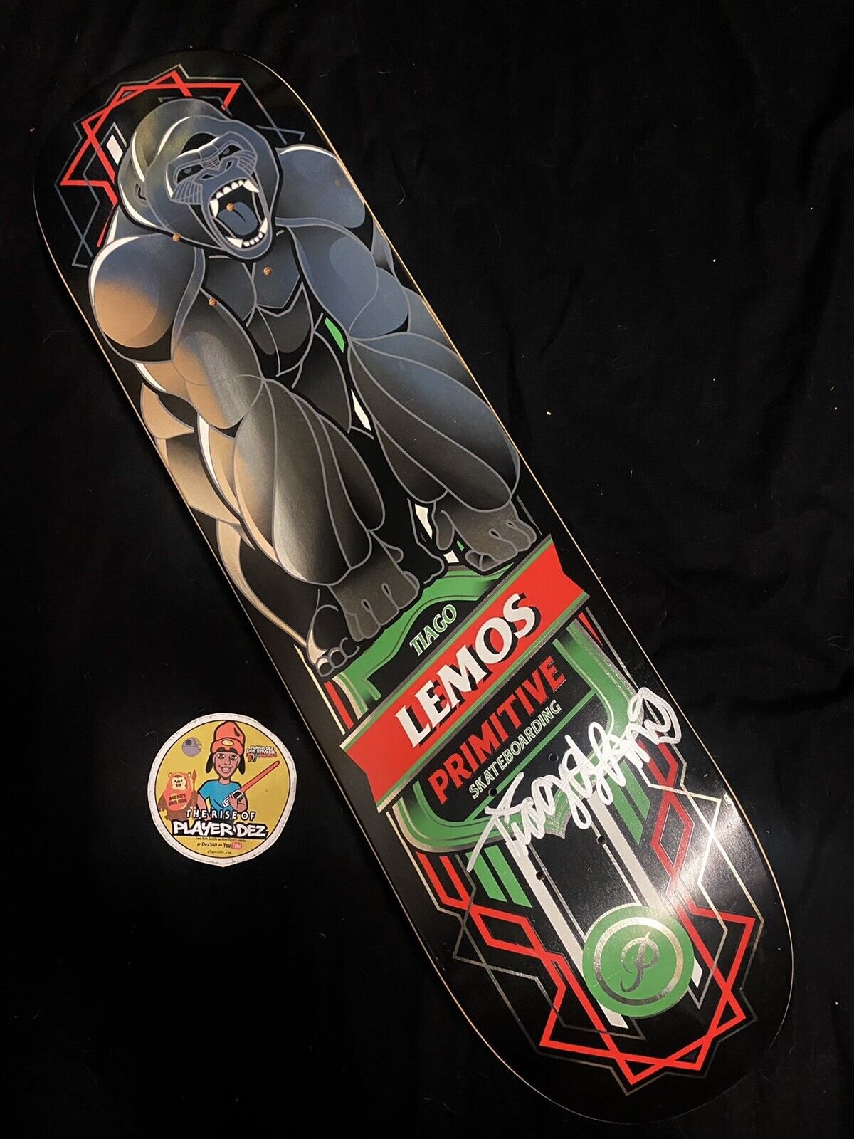 Signed Tiago Lemos Primitive Gorilla Foil Autographed Skateboard Deck Early Pro Model