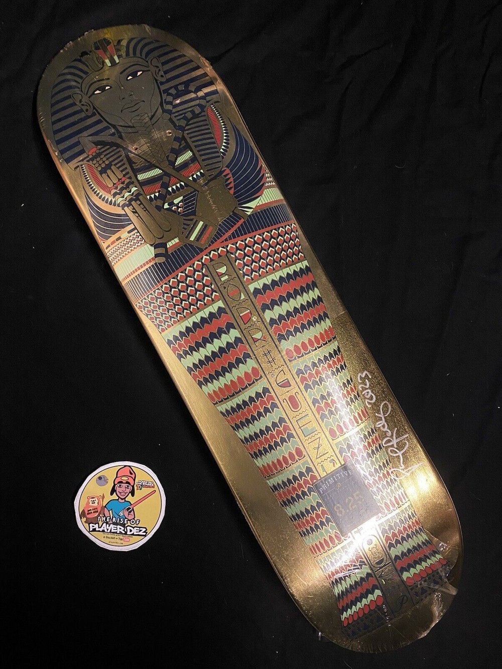 Signed Paul Rodriguez Primitive Autographed Skateboard Deck 8.25 Egyptian Pharoah Gold Foil Coffin