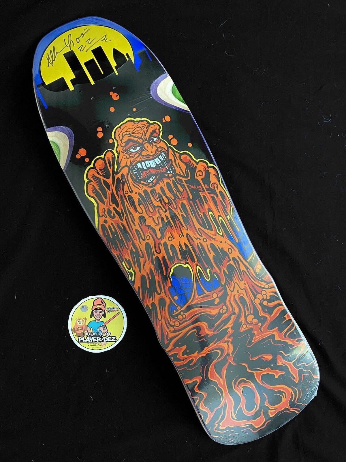 Signed Allen Losi Schmitt Stix Autographed Skateboard Deck Ooze Muck Monster Shaped