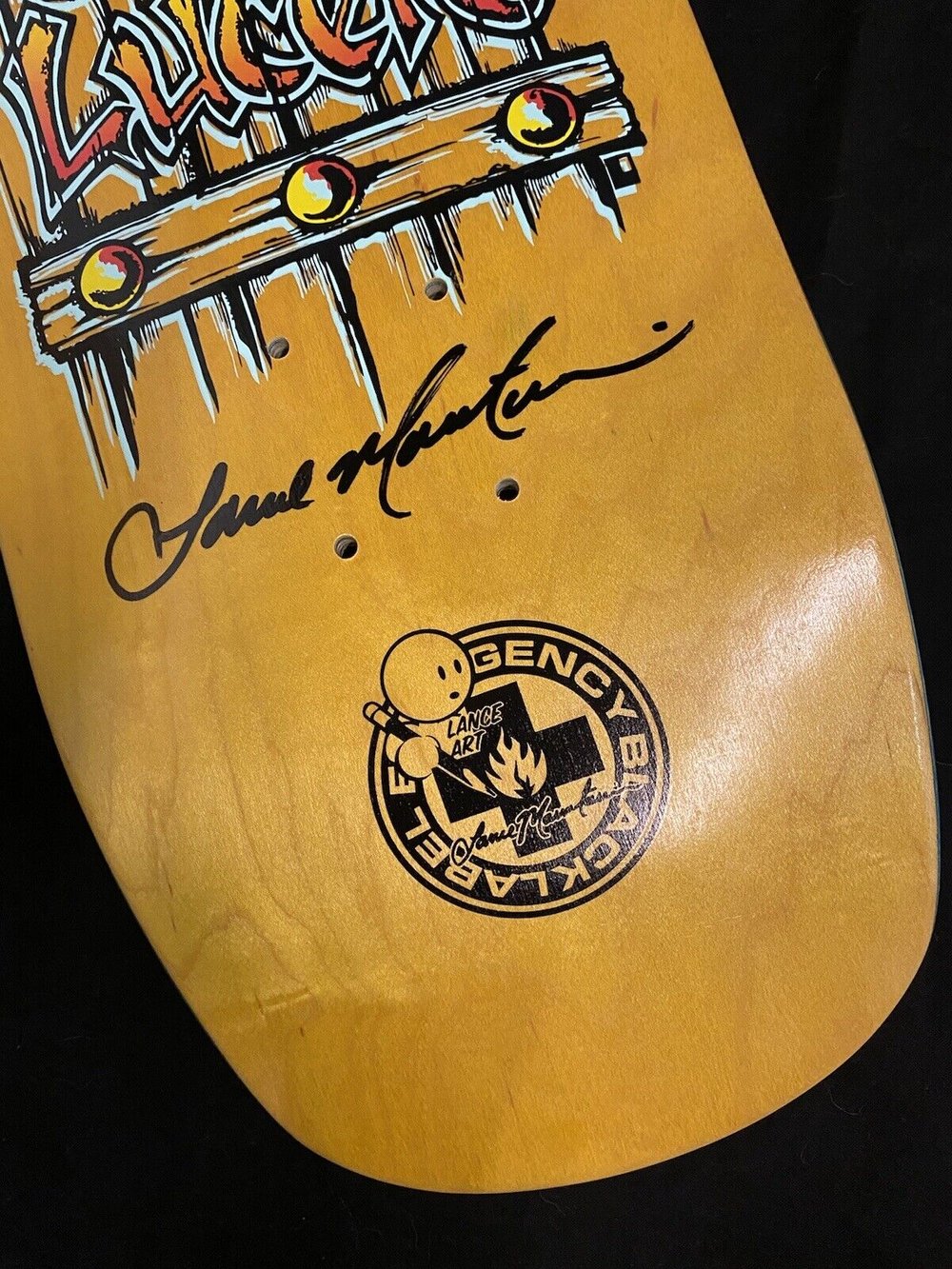 Signed Lance Mountain John Lucero Black Label Autographed Skateboard Deck Doughboy