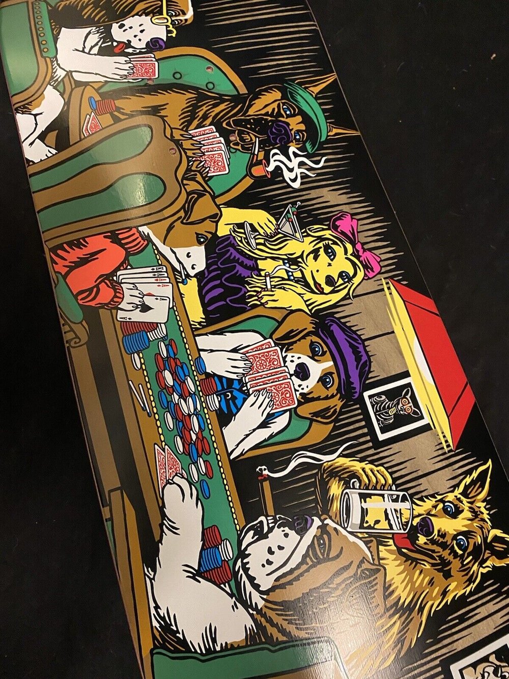 Signed Rodney Mullen Autographed Skateboard Deck Poker Dogs Shaped Almost