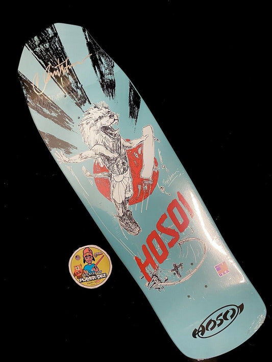 Signed Christian Hosoi Pops Lion Christ Air Autographed Skateboard Deck Turquoise