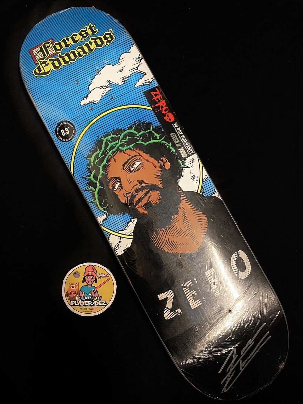 Signed Forrest Edwards Autographed Skateboard Deck MISPRINT Zero Black Jesus Crown