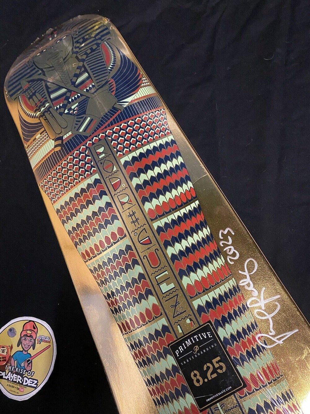 Signed Paul Rodriguez Primitive Autographed Skateboard Deck 8.25 Egyptian Pharoah Gold Foil Coffin