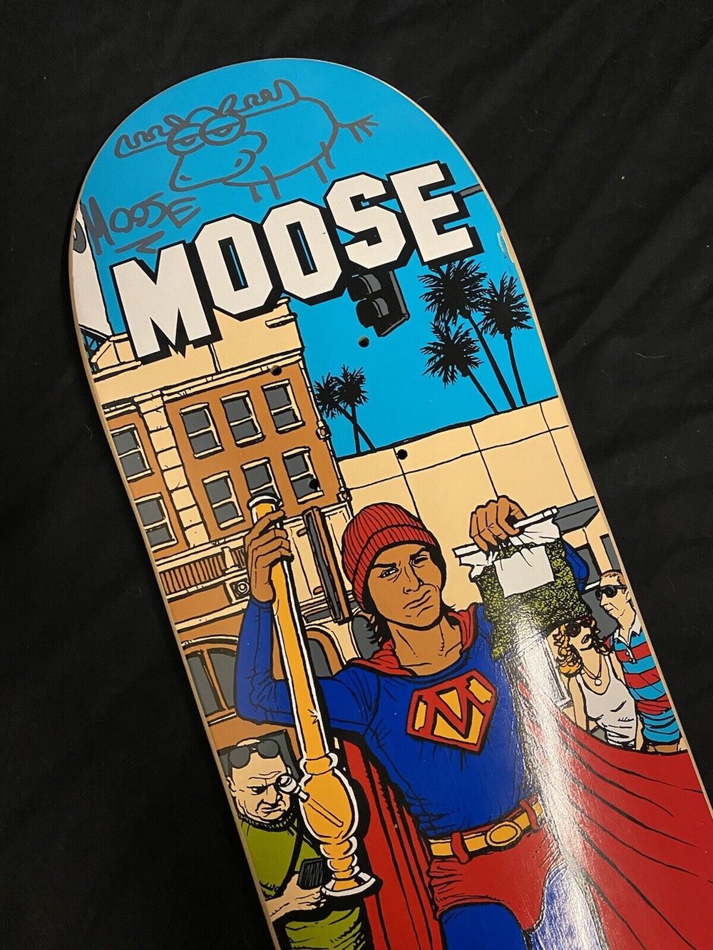 Signed Moose Deathwish Superman Autographed Skateboard Deck Bad Superhero