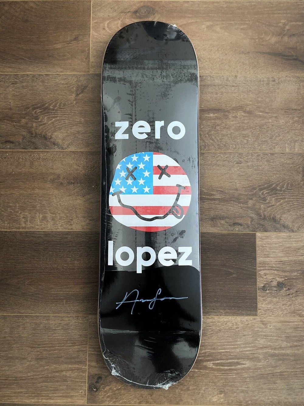 Signed Adrian Lopez Zero American Smiley Autographed Skateboard Deck