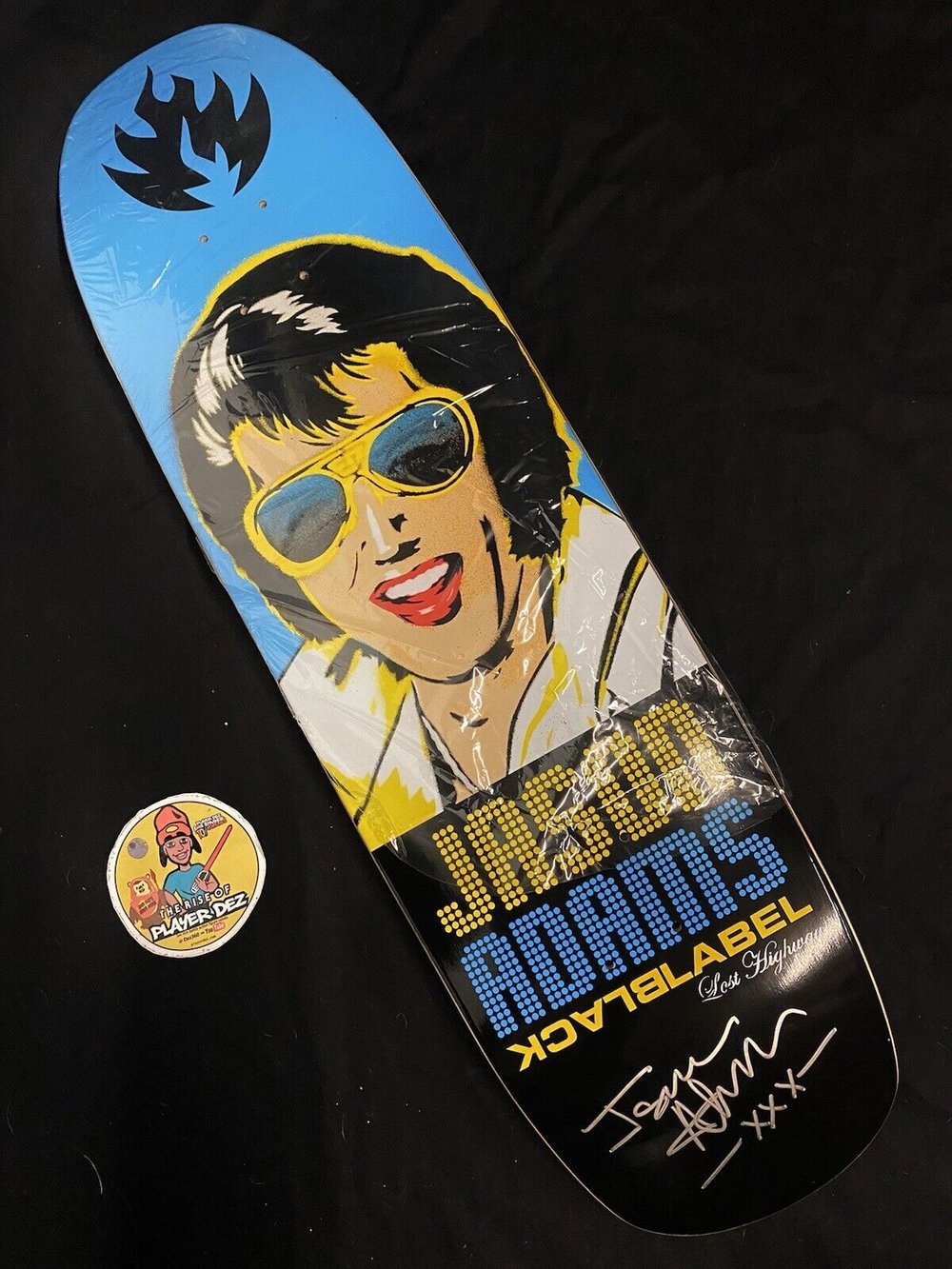 Signed Jason Adams Lost Highway Elvis Presley Black Label Autographed Skateboard Deck