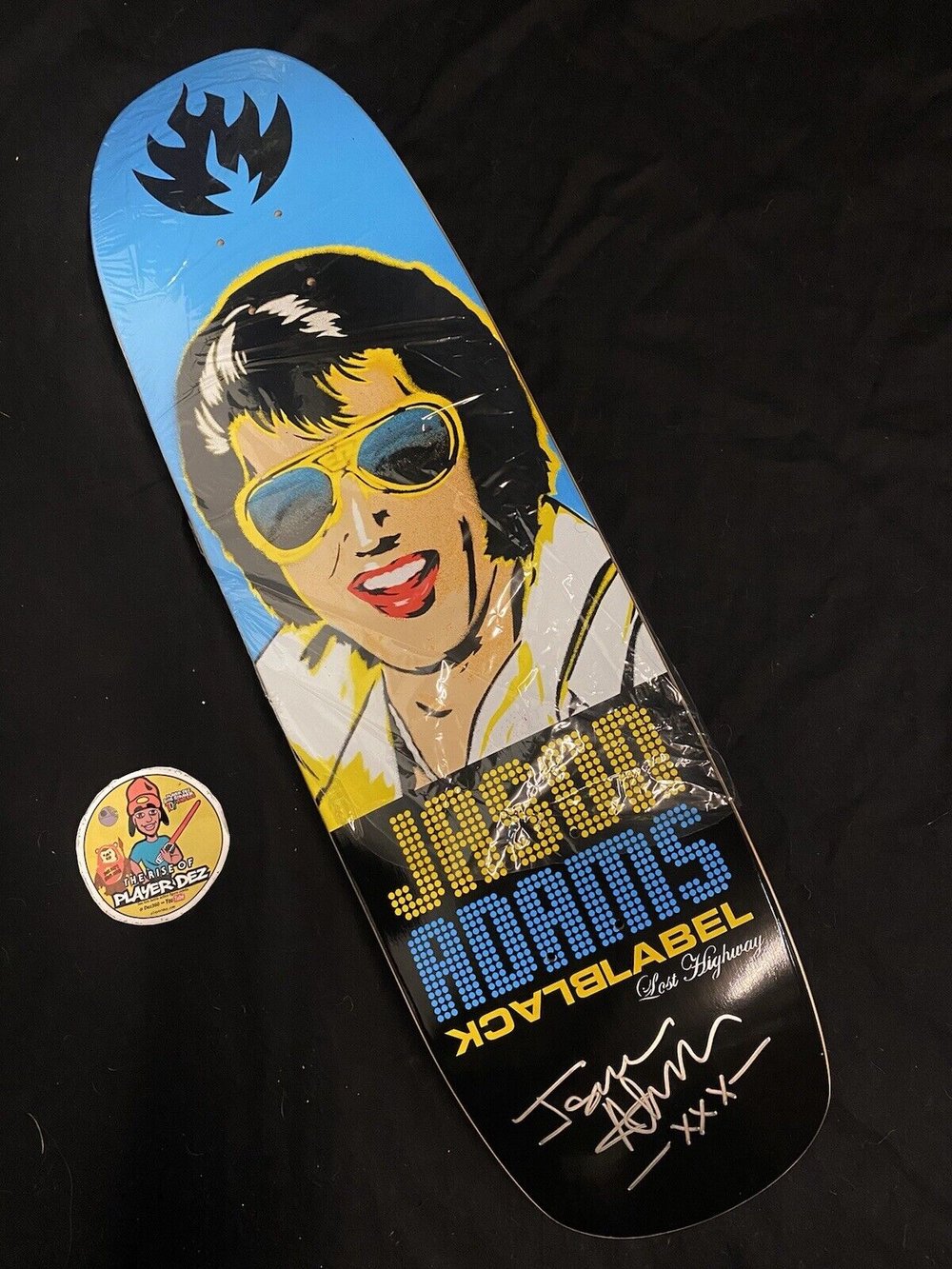 Signed Jason Adams Lost Highway Elvis Presley Black Label Autographed Skateboard Deck