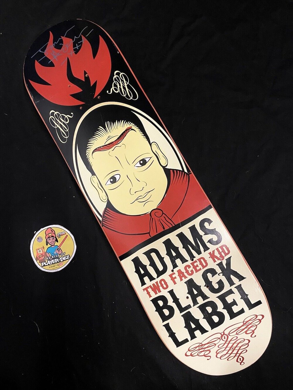 Signed Jason Adams Two Faced Kid Black Label Autographed Skateboard Deck