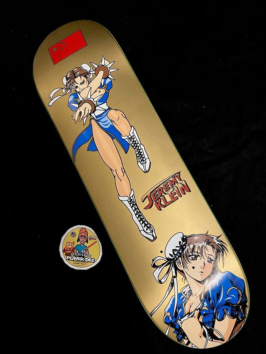 Signed Jeremy Klein Hook-Ups Autographed Skateboard Deck Gold Street Fighter Chun Li