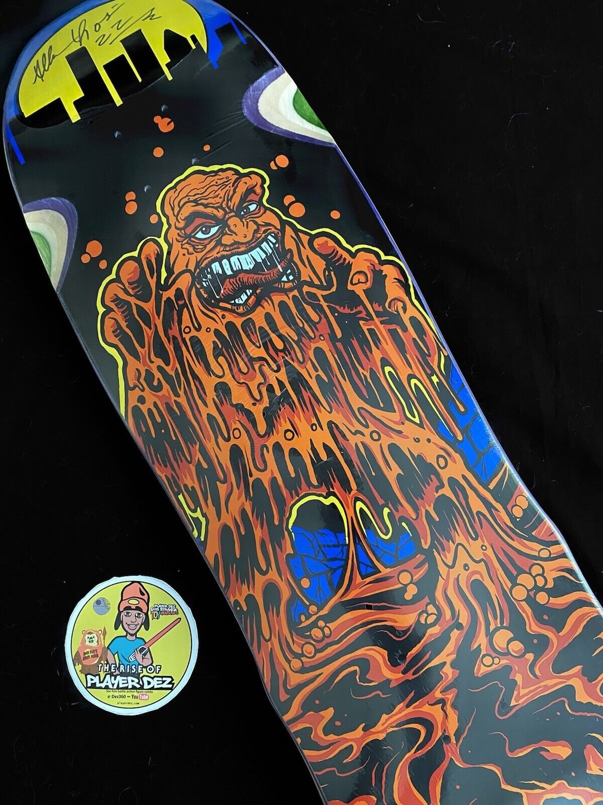 Signed Allen Losi Schmitt Stix Autographed Skateboard Deck Ooze Muck Monster Shaped