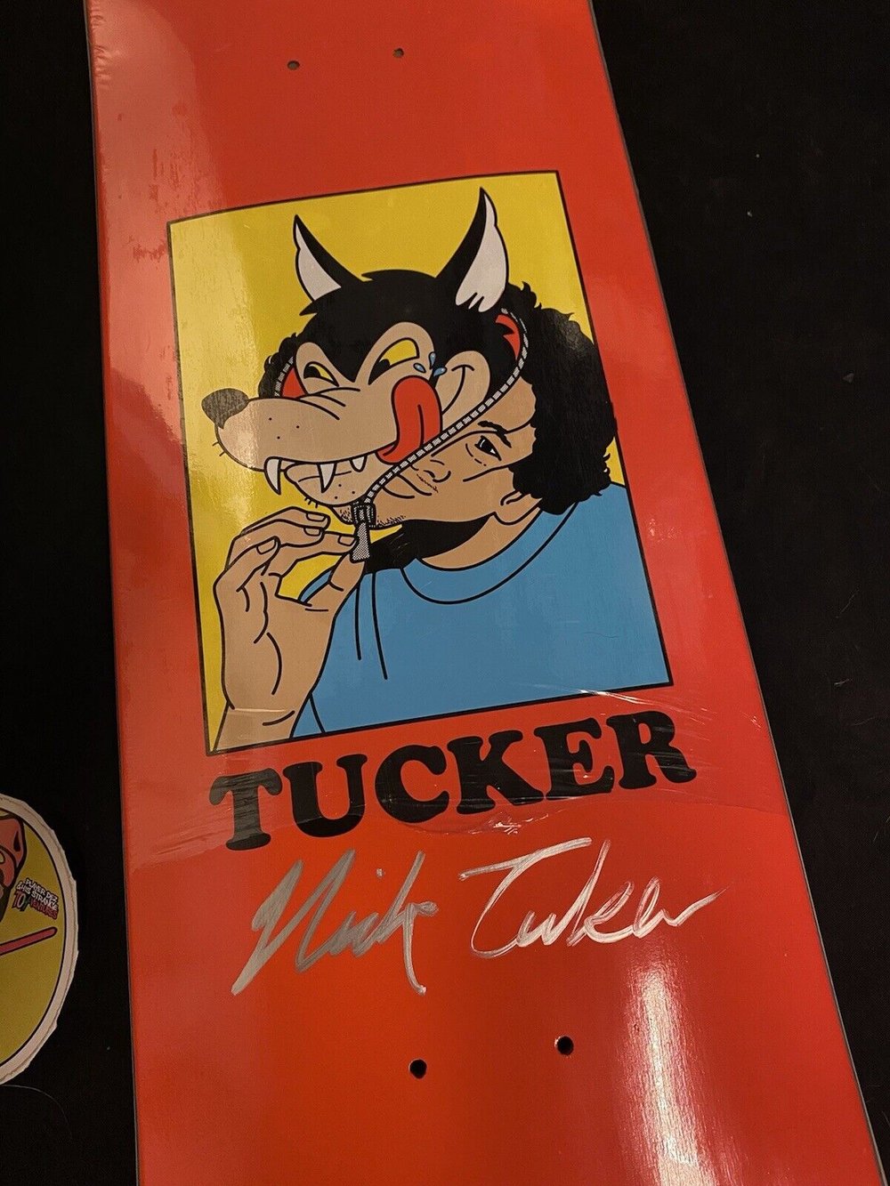 Signed Nick Tucker Primitive Wolf Portrait Autographed Skateboard Deck