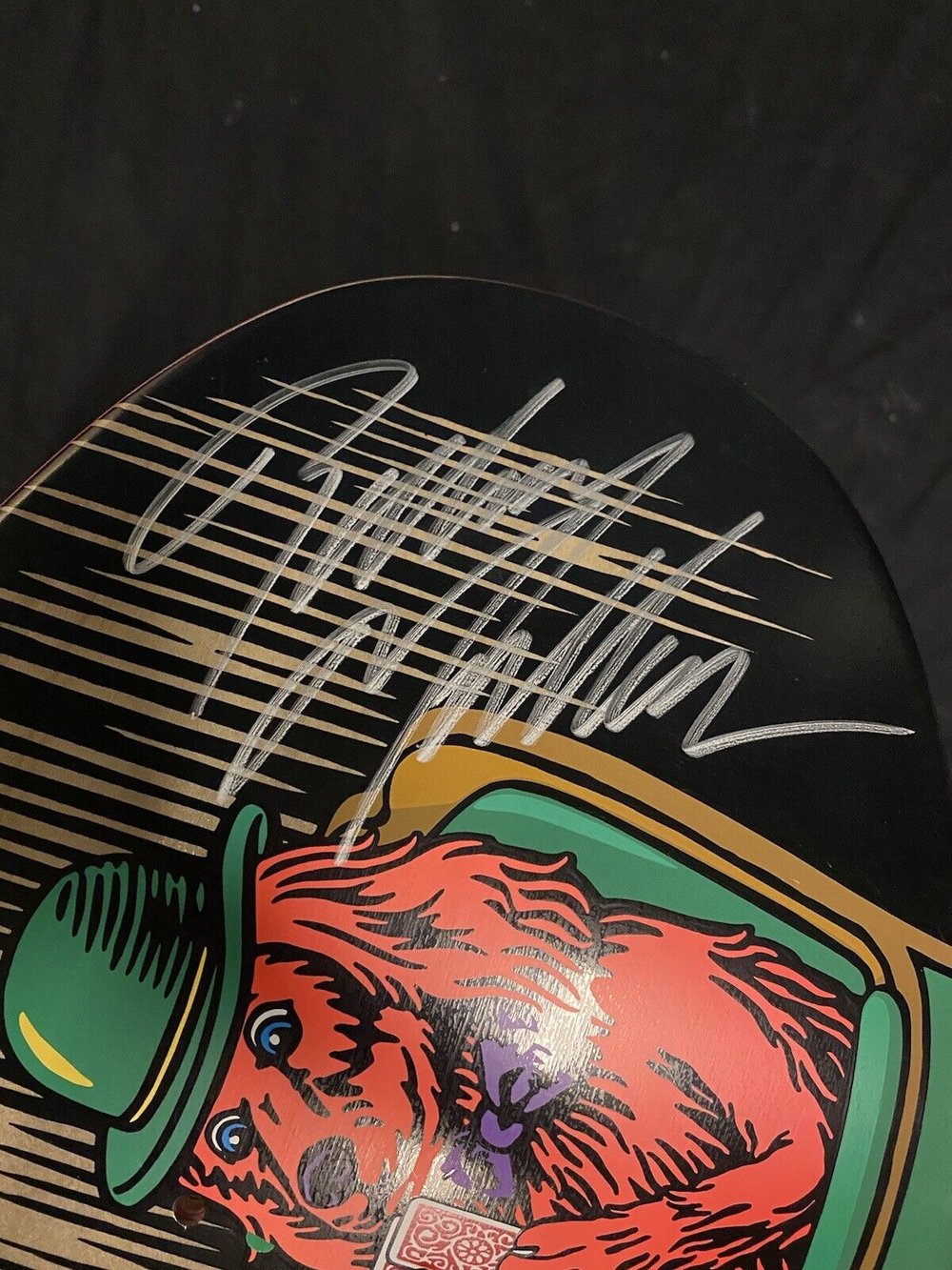 Signed Rodney Mullen Autographed Skateboard Deck Poker Dogs Shaped Almost