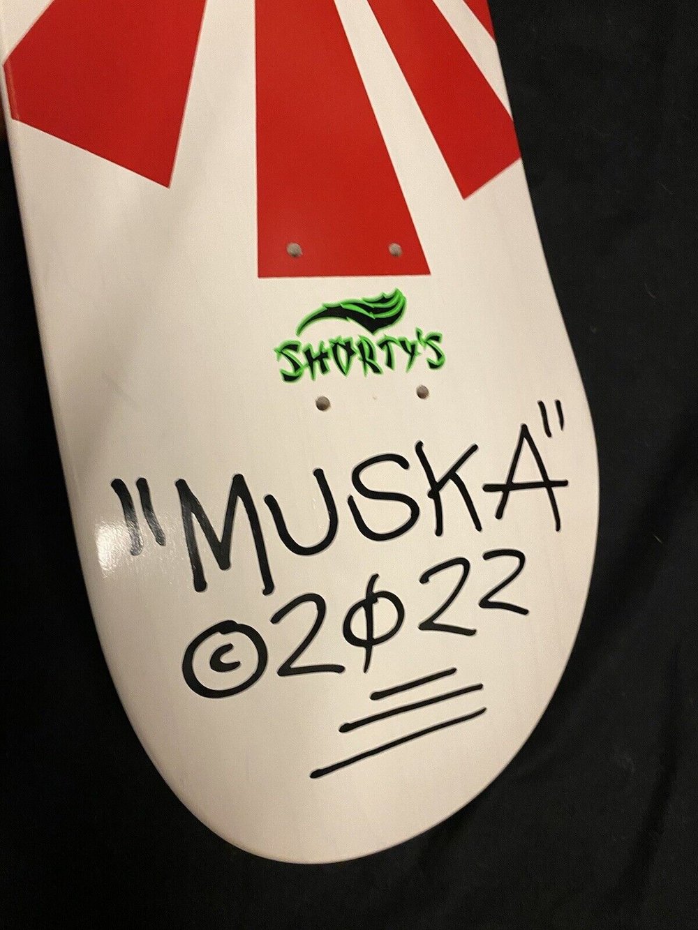 Signed Chad Muska Shorty’s Rising Sun Autographed Skateboard Deck 8.25”