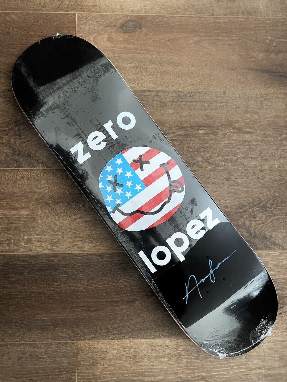 Signed Adrian Lopez Zero American Smiley Autographed Skateboard Deck