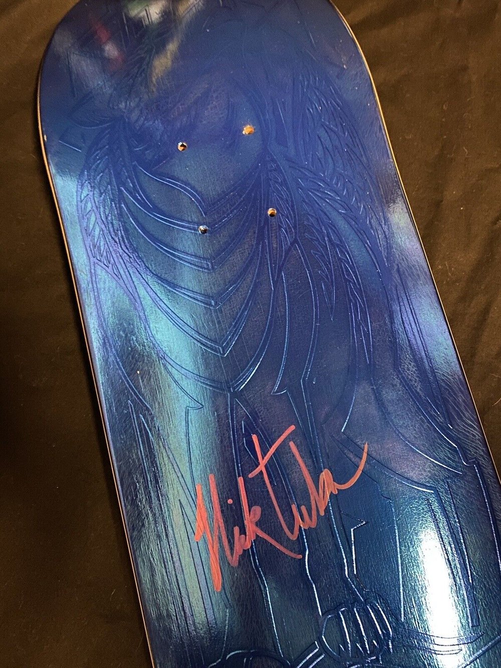 Signed Nick Tucker Primitive Blue Foil Wolf Spirit Animal Autographed Skateboard Deck