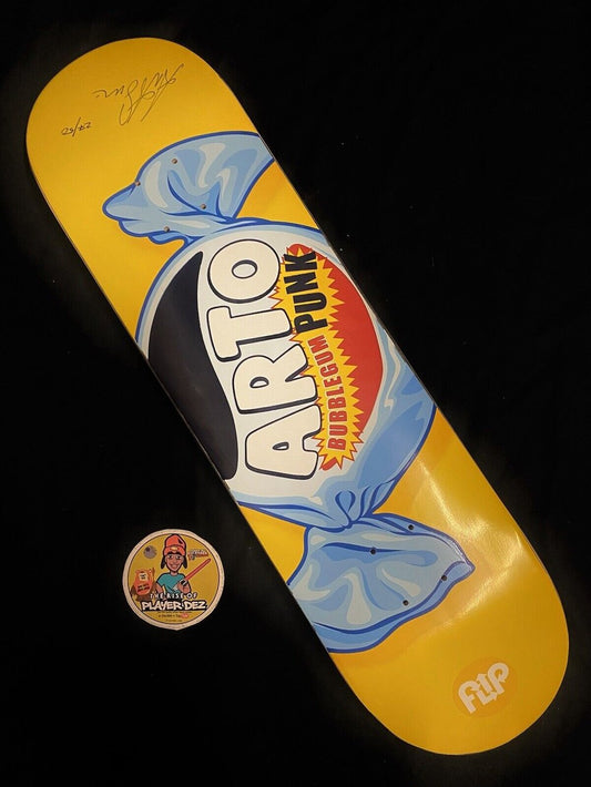 Signed Arto Saari FLIP Autographed Skateboard Deck Bubble Gum Pro Model