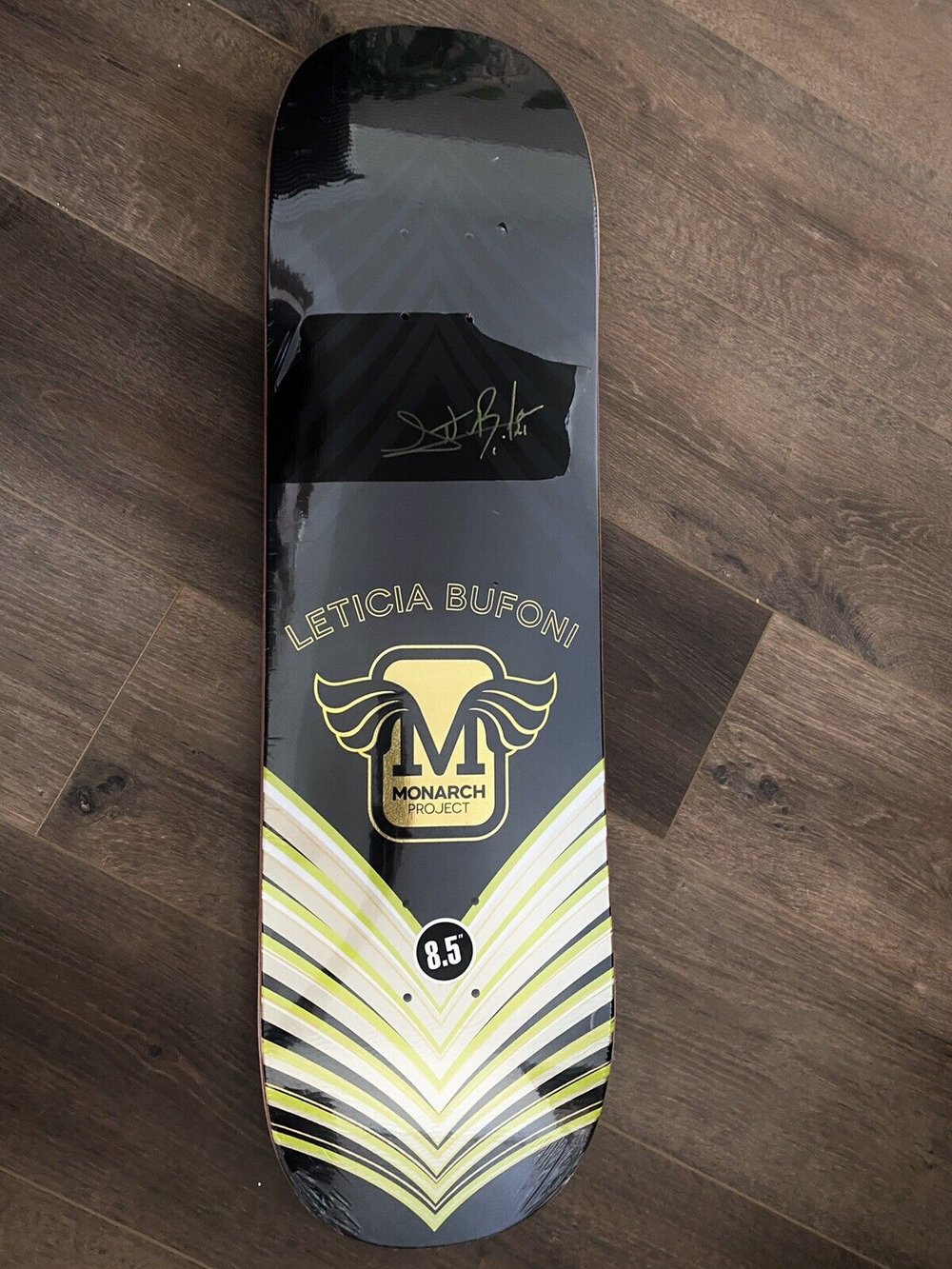 Signed Leticia Bufoni Monarch Project Autographed Skateboard Deck Green Gold