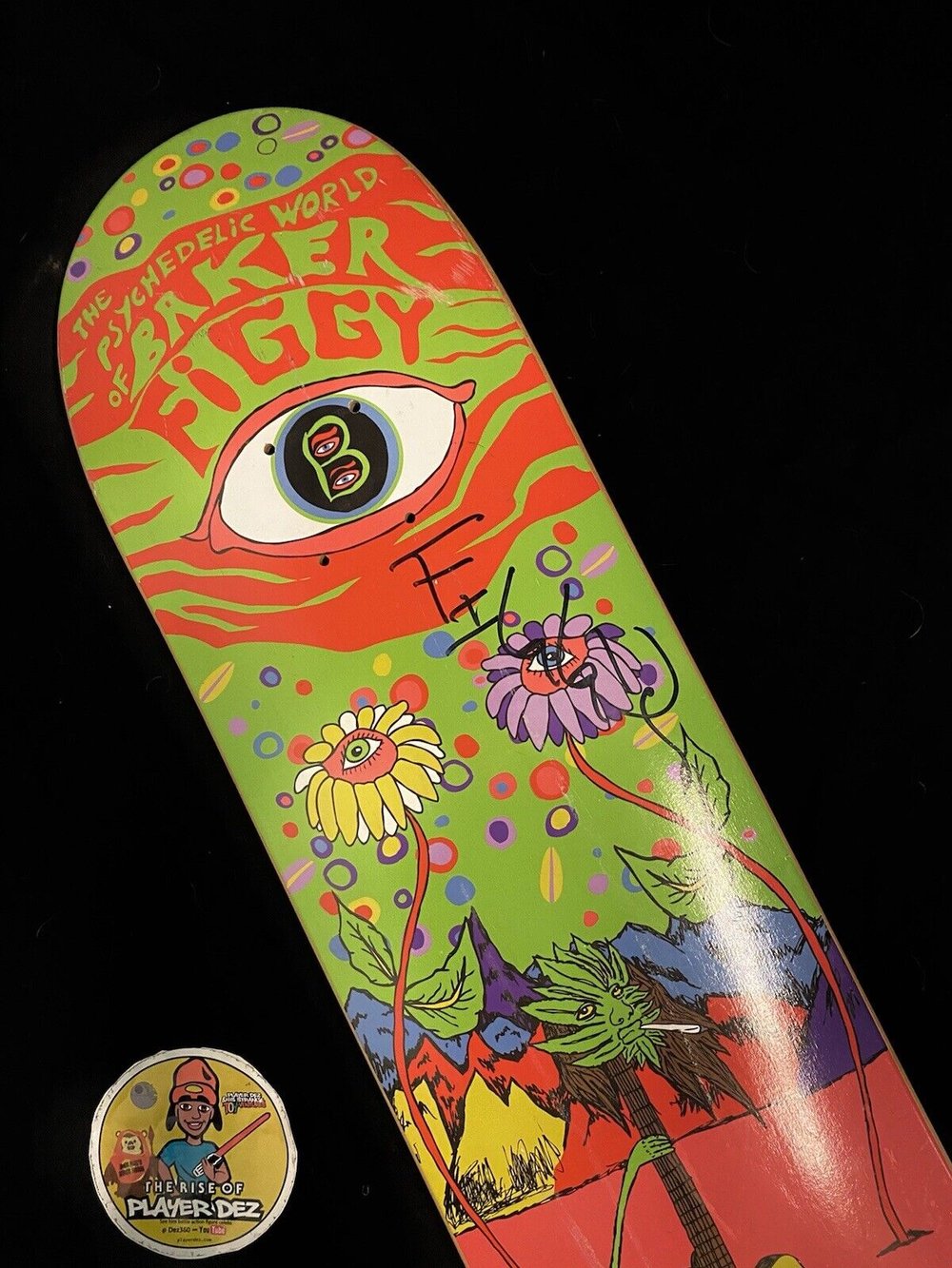 Signed Justin FIGGY Figueroa Autographed Skateboard Deck Baker Psychedelic